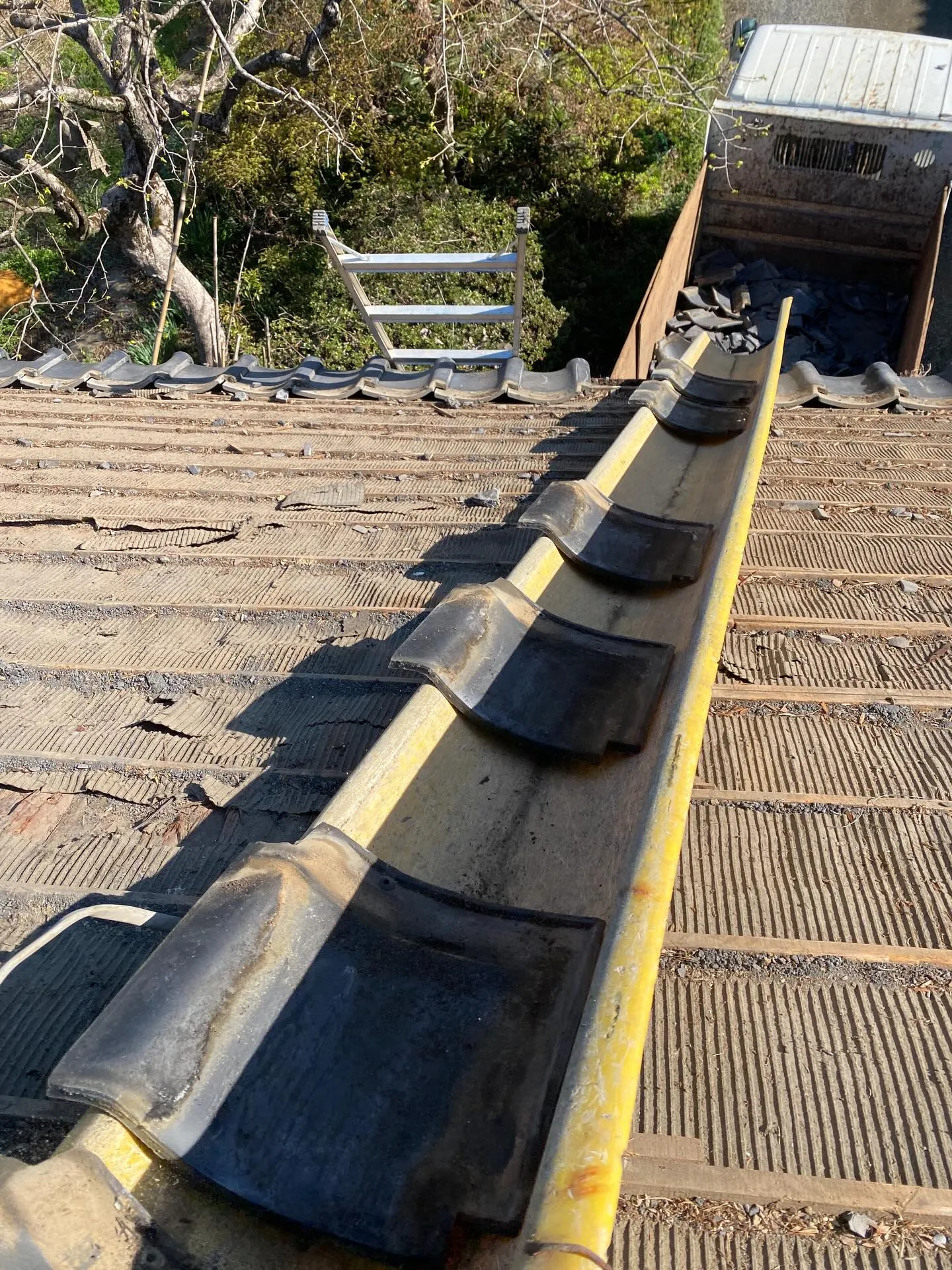 桜川市で進行中の長屋門の改修工事に関する一枚の写真が、歴史と...